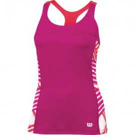  Spring Wilson Watercolor Racerback Tank Fiesta Pink / Neon Red / White